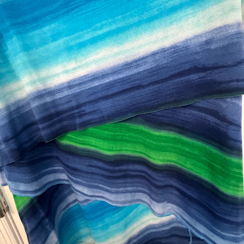 Asymmetric Dressbarn Watercolor blue green flattering Stripe Tank Top – Size L - Picture 6 of 8